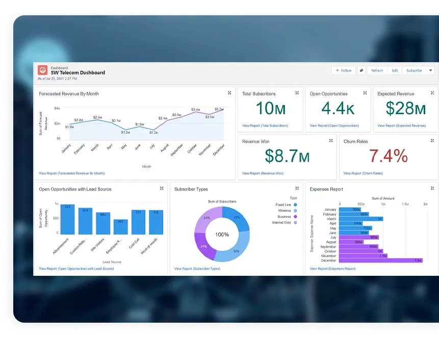 Salesforce for a telecom industry